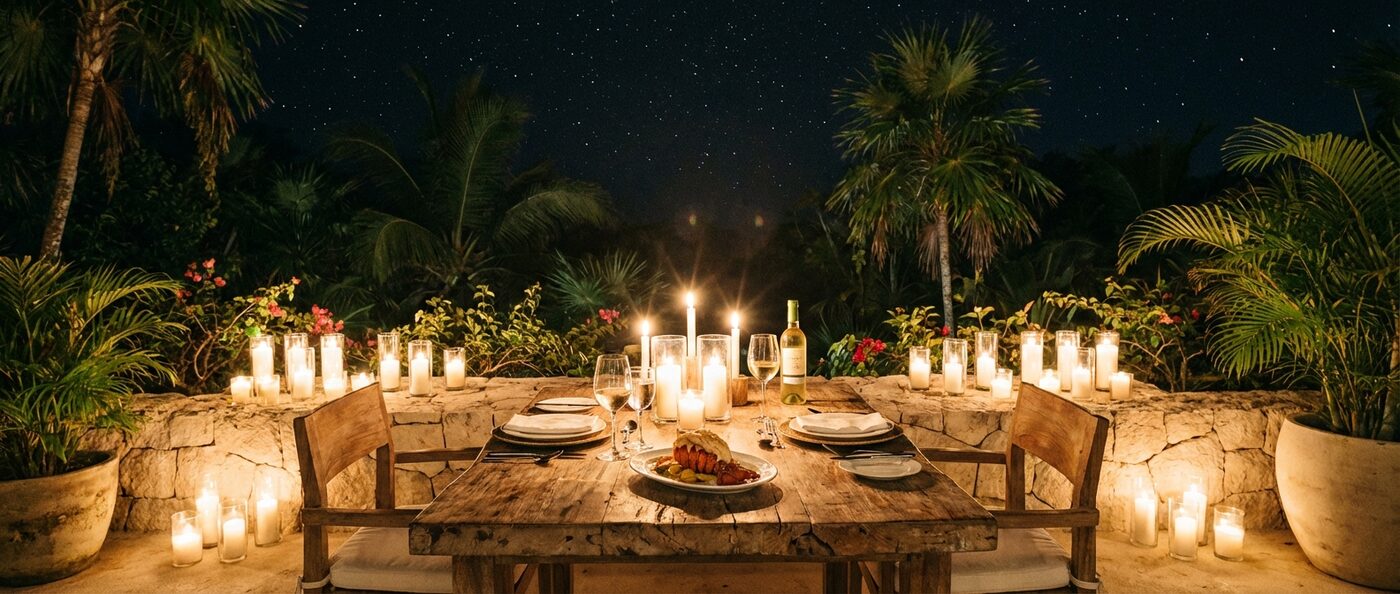 Private dinner on jungle terrace